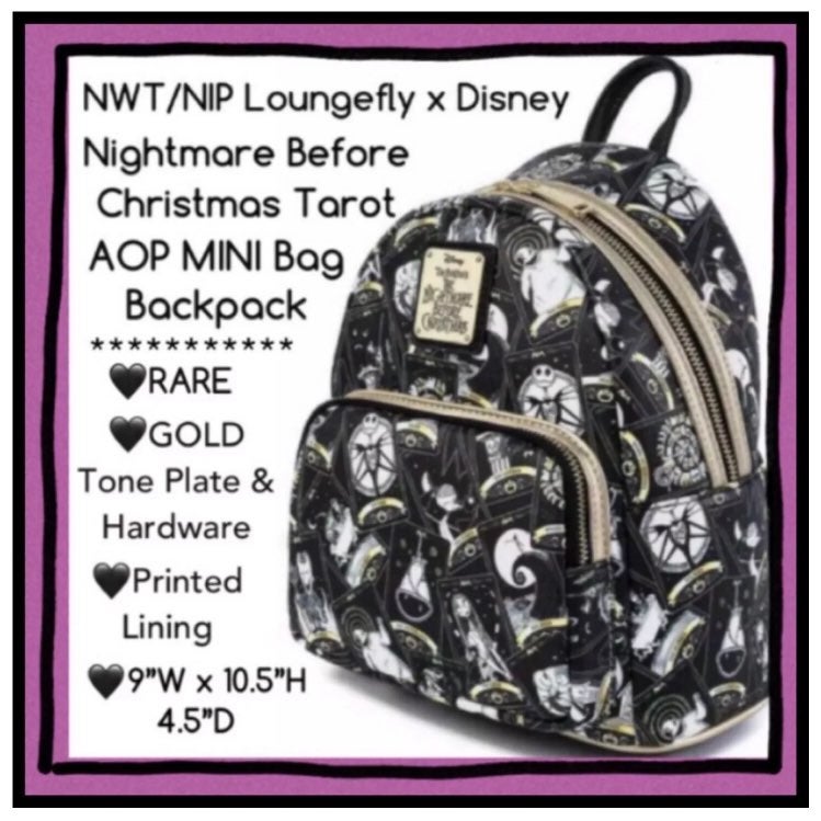 NWT Loungefly Disney The Nightmare Before Christmas Tarot Card Mini Backpack BAG
