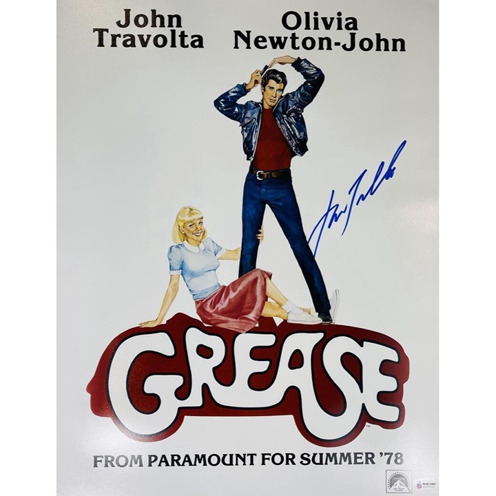 JOHN TRAVOLTA SIGNED GREASE 16X20 PHOTO MOVIE POSTER DANNY ZUKO AUTOGRAPH BAS 02