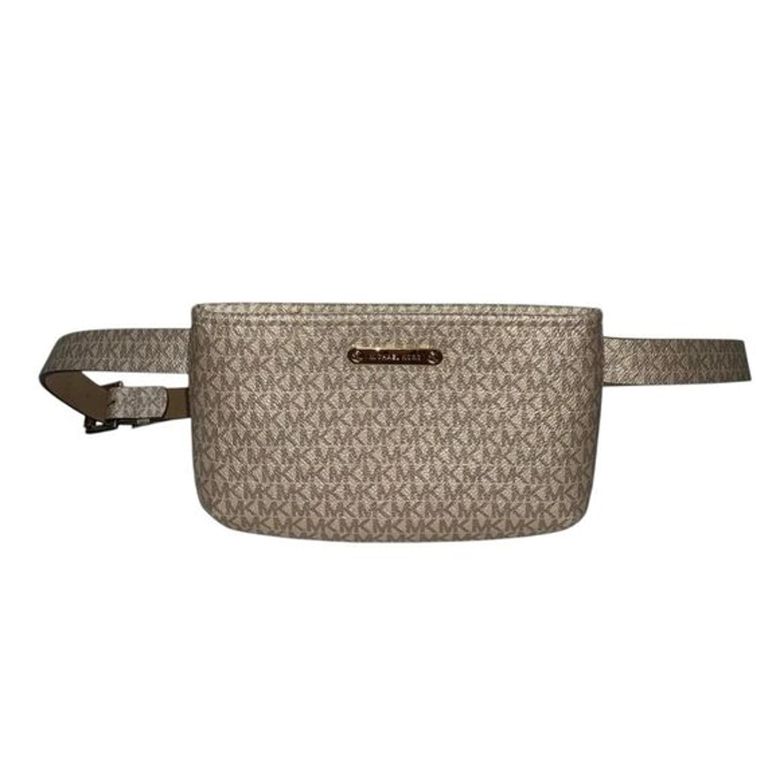 Michael Kors Gold MK Signature Logo Fanny Pack Waist Belt Bag Women's L/XL