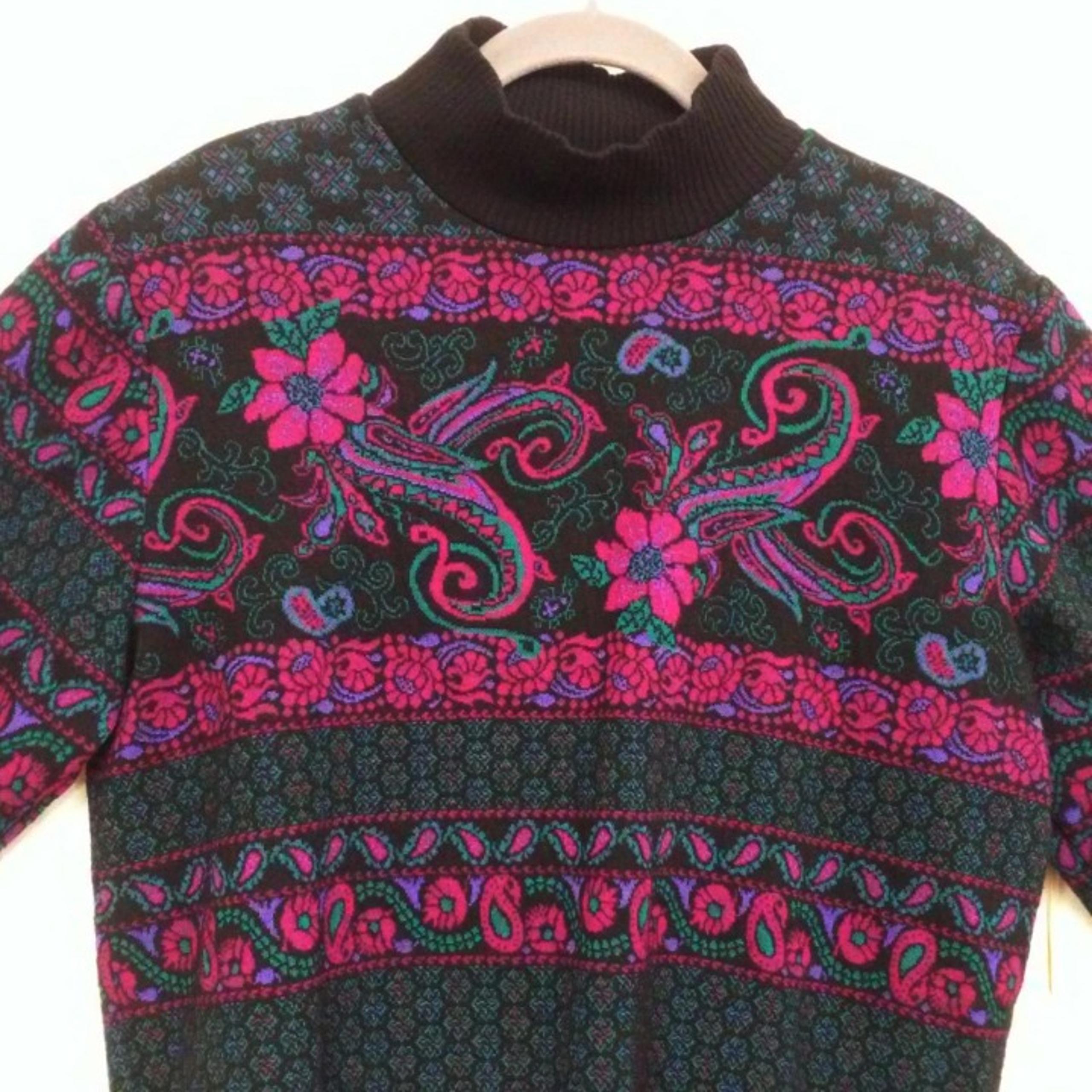 80's Grandma Fuchsia Fair Isle Sweater