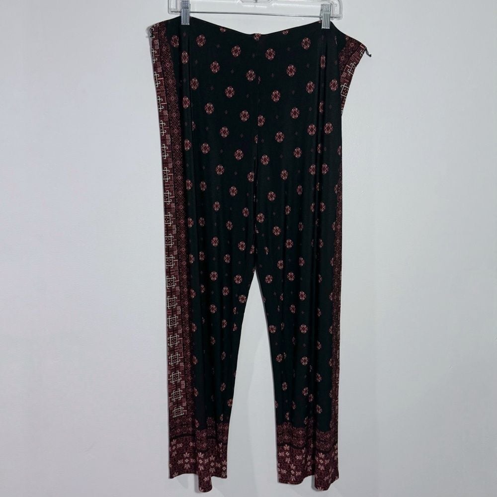 New Susan Graver Printed Liquid Knit Straight Pull On Pants Size X-Large