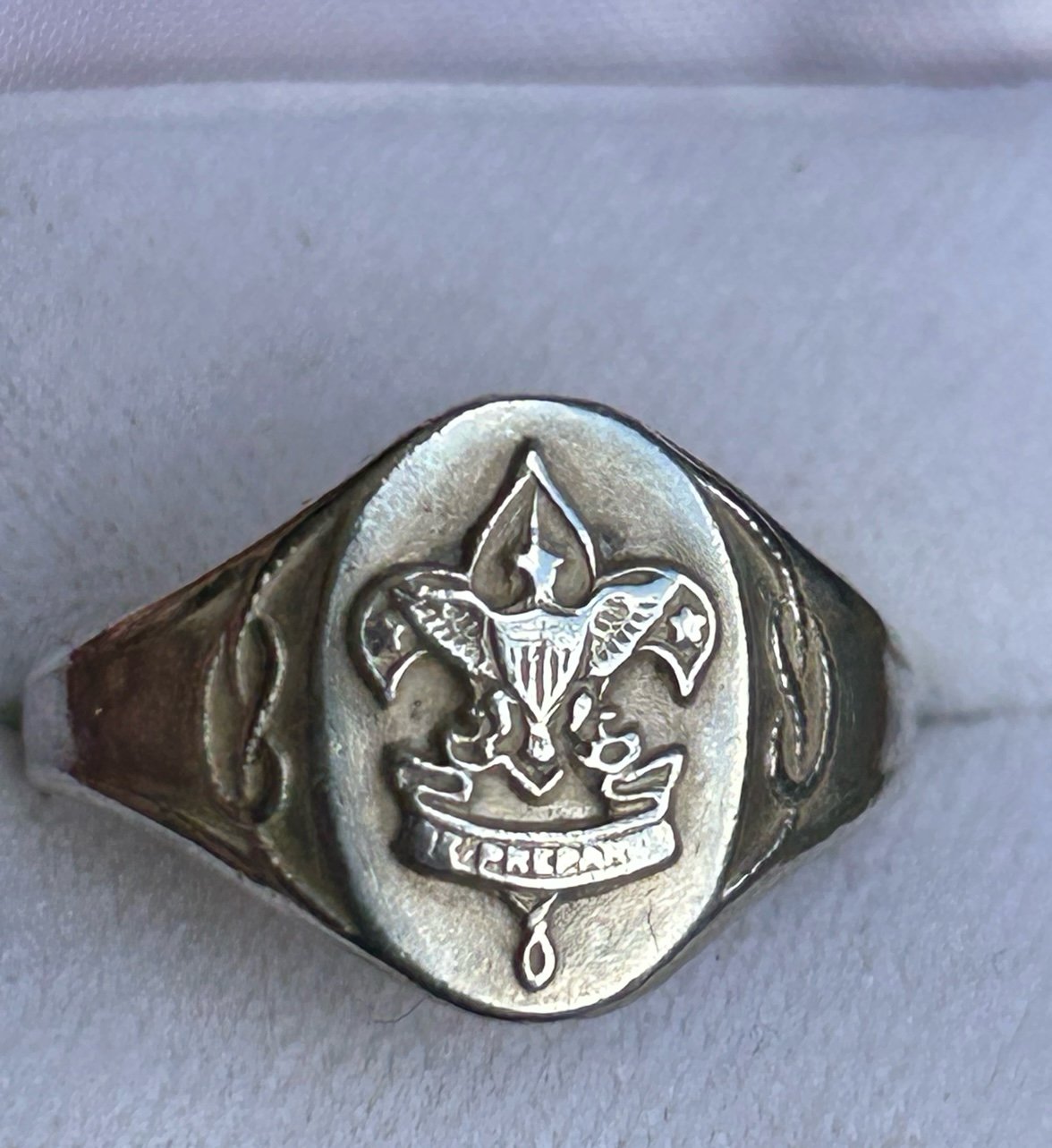 Vintage 1940's Sterling Silver Boy Scouts Eagle Scout Emblem Ring Size 11.75-12
