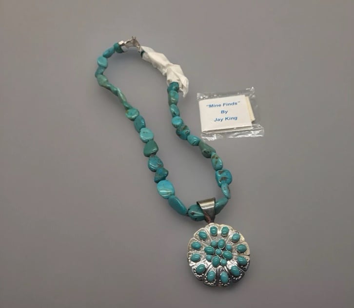 Jay King 925 Silver & Turquoise Nugget Necklace With Pendant. Nib