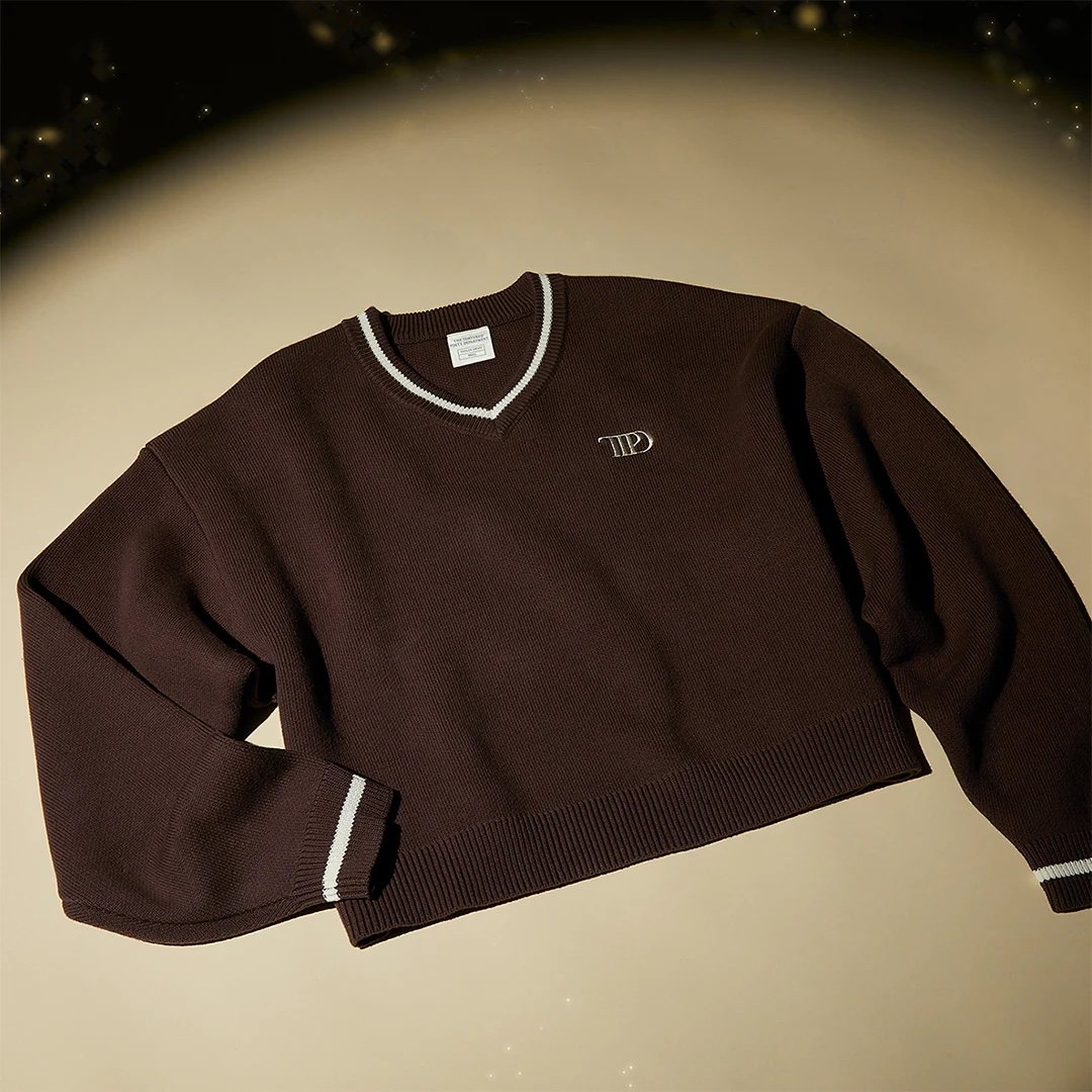 Taylor Swift TTPD V-Neck Cropped Sweater X-Large