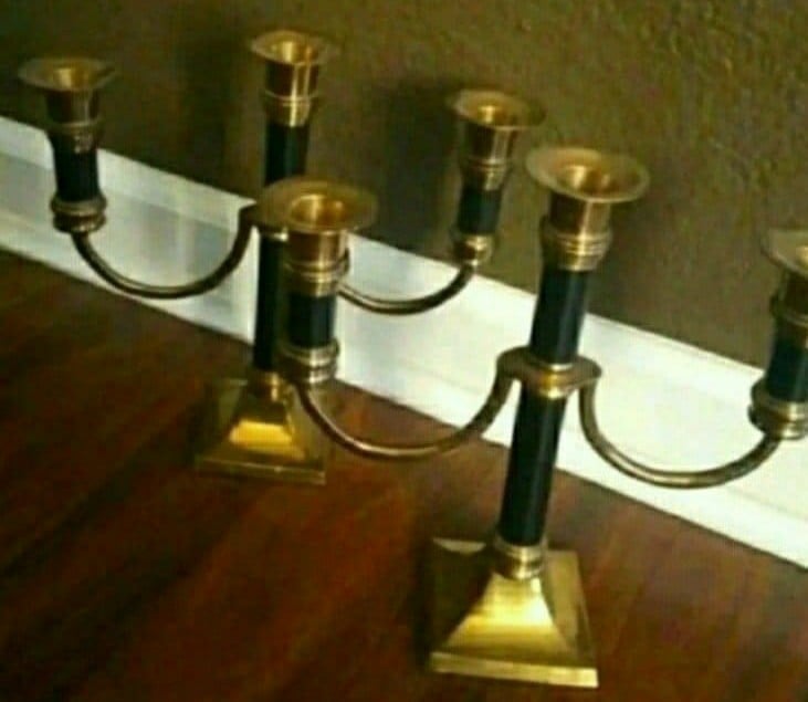 Vintage Candelabra Brass Black Gold Candlestick Holders