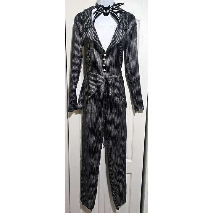 Womens Jack Skellington Nightmare Before Christmas Costume Suit Bat Bowtie MD