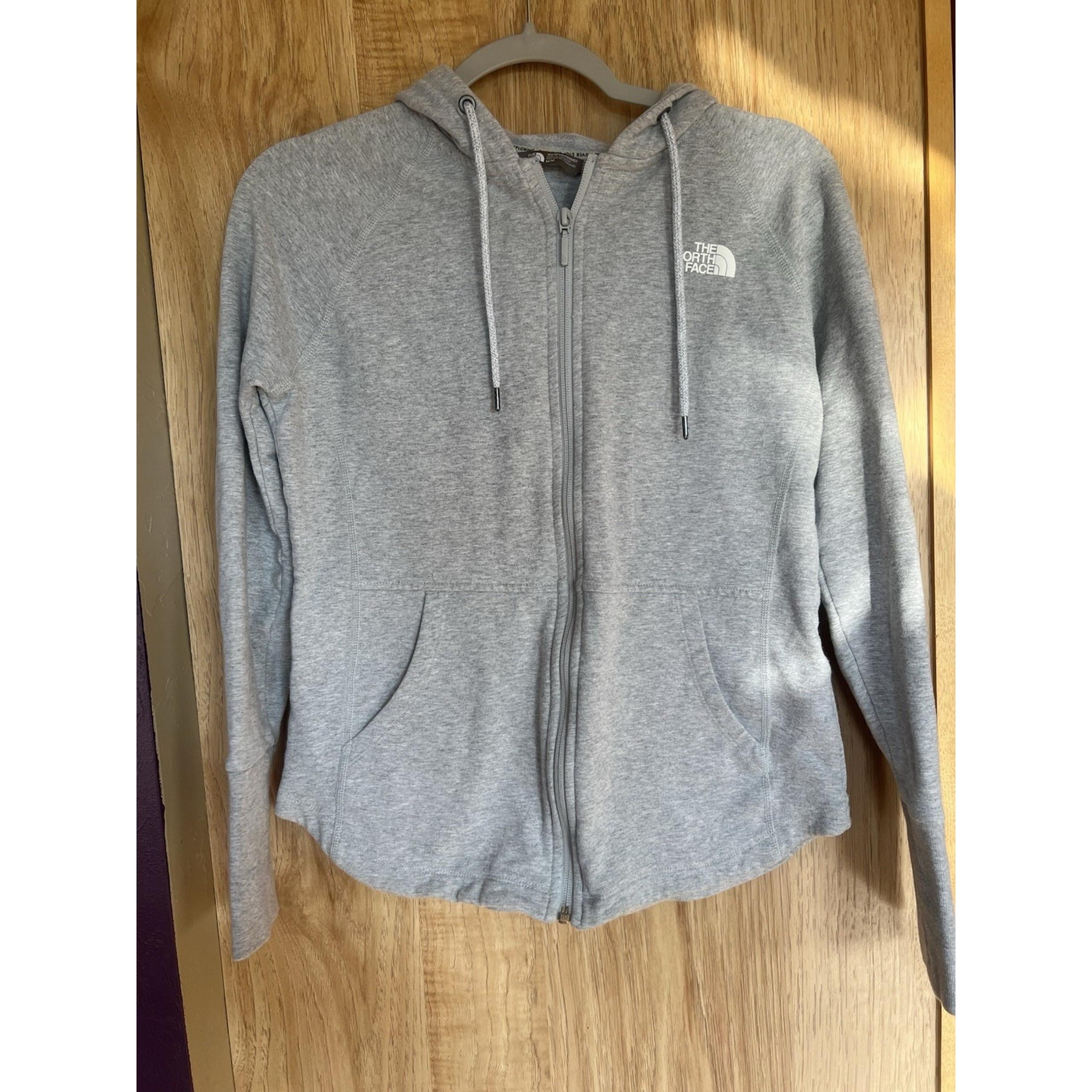 The North Face Womens Zip Front Sweatshirt Sz Medium Gray Long Sleeve Pockets