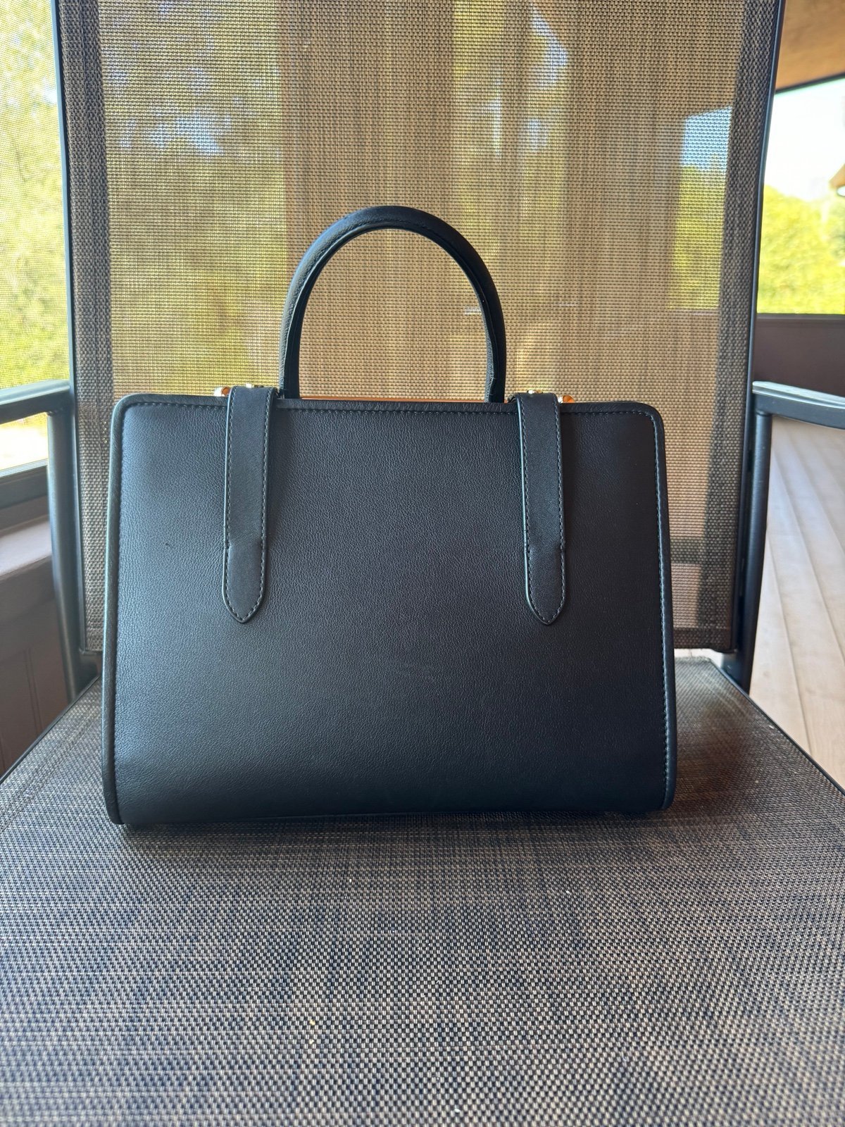 STRATHBERRY Midi Metal Leather Tote Bag