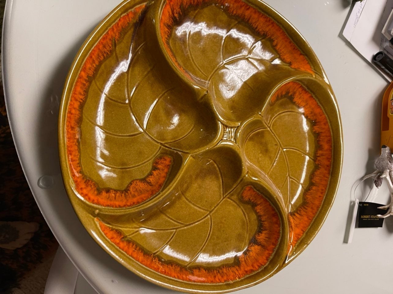 Vintage mcm large divided california usa ceramic server tray