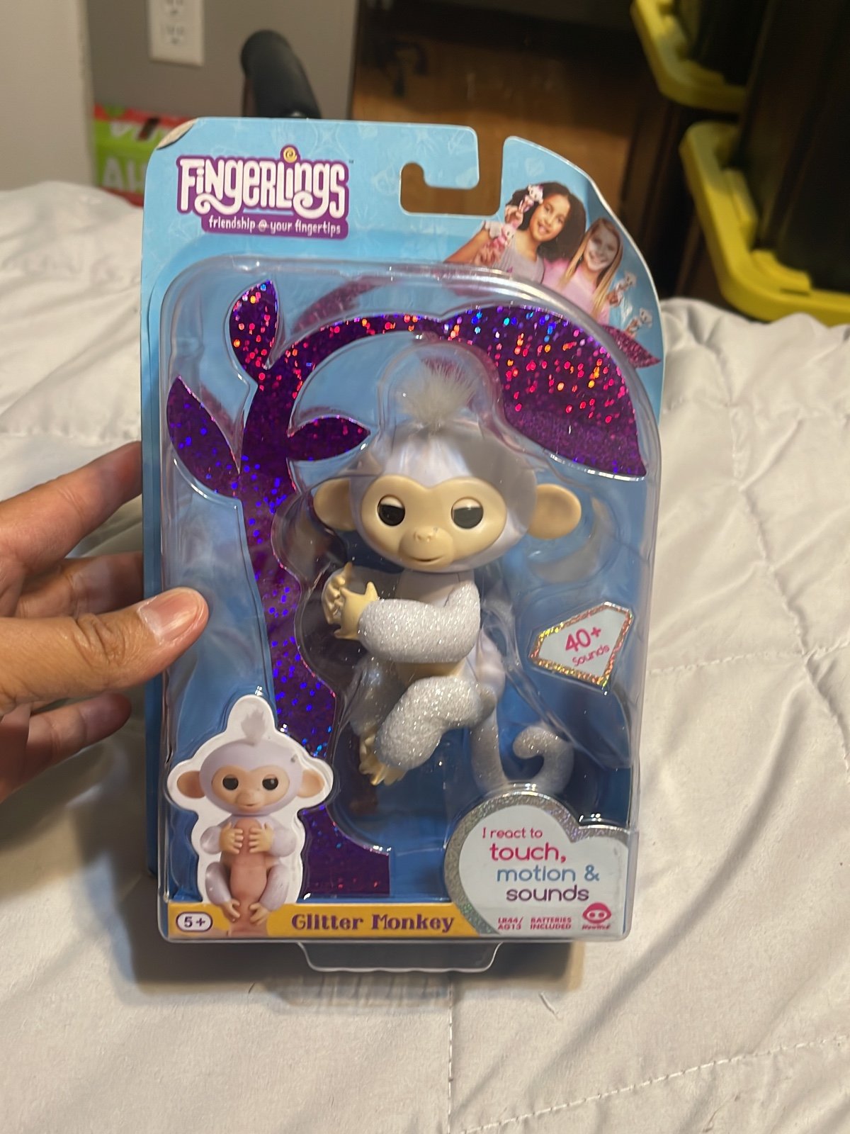 Fingerlings Baby Monkey Glitter Girl Sugar White Sparkly Interactive Toy