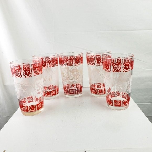 Vintage 50's Set of Five Drinking Glasses