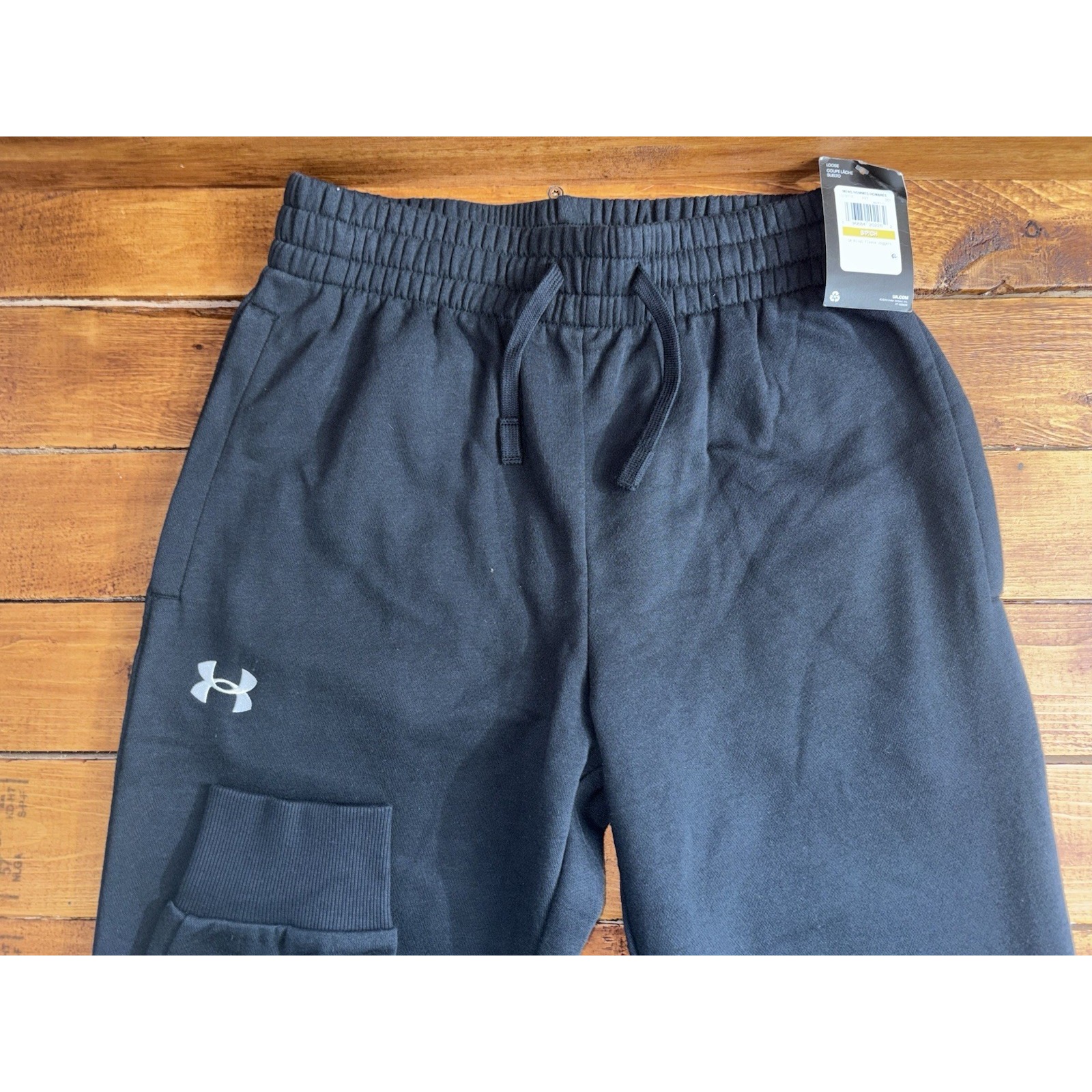 Under Armour Jogger Pants Men's Small Black UA Rival Fleece Loose Pockets NEW