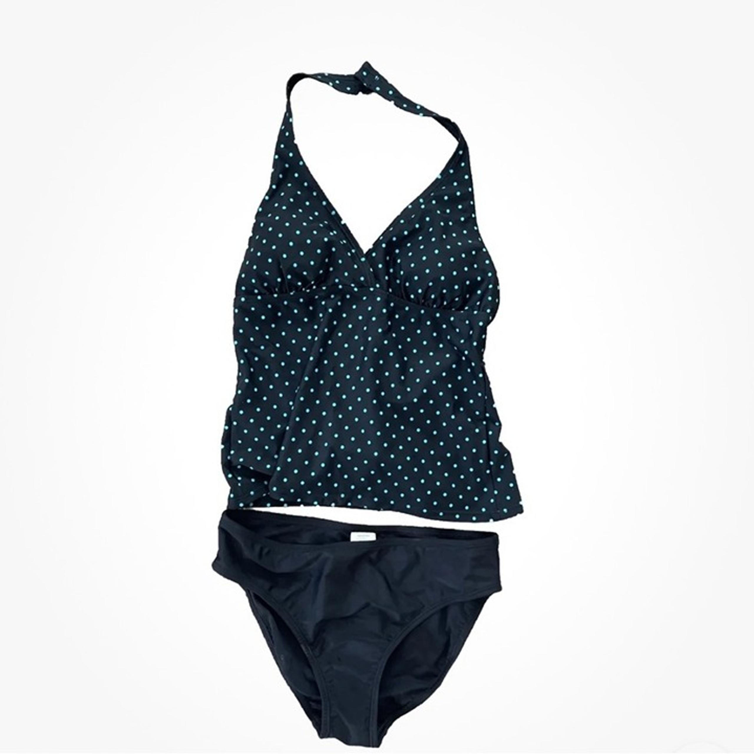 Speedo Women's Halter Top Tankini Swimsuit Color teal Polka Dots Size 10