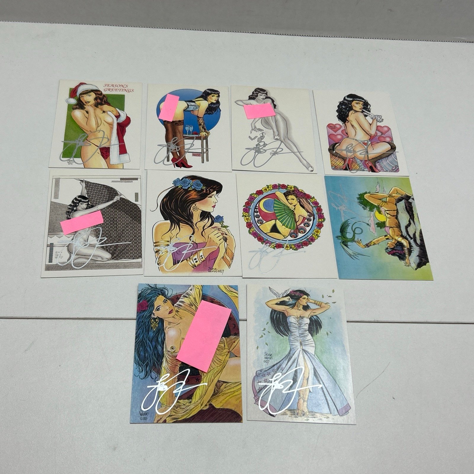 STEVE WORON Signed Card Lot Of 10 Lady Babes On Card Auto Autograph