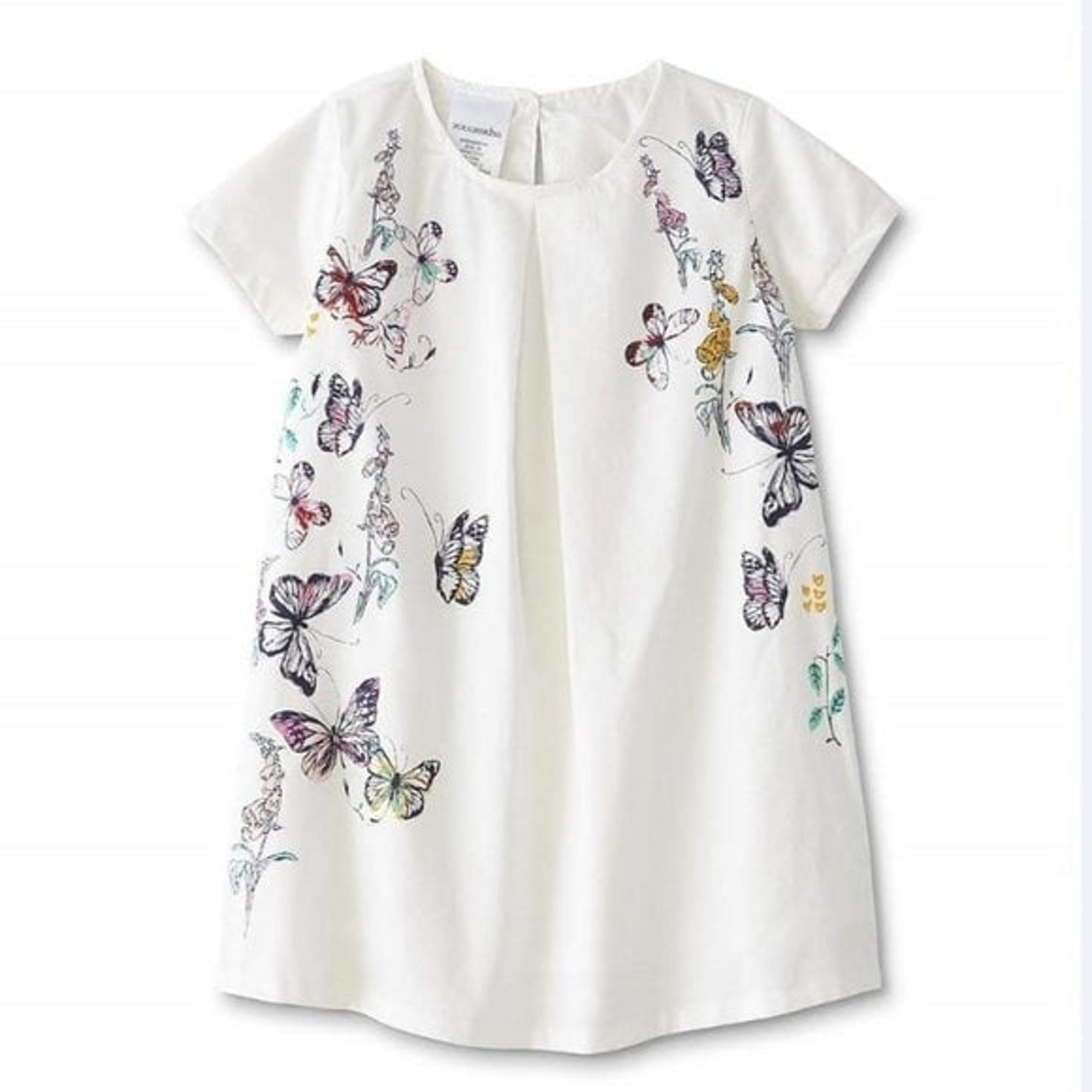 NEW Girls 7-8 Lined Toughskins Butterfly & Floral Print Dress