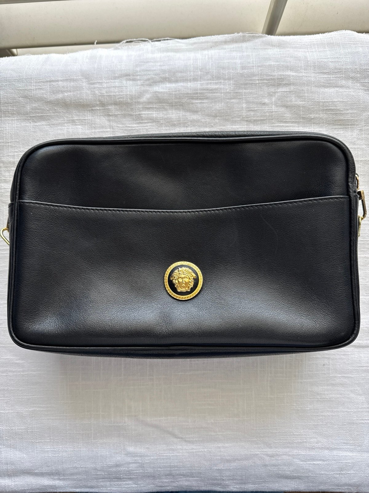 Versace Black Leather Camera Bag
