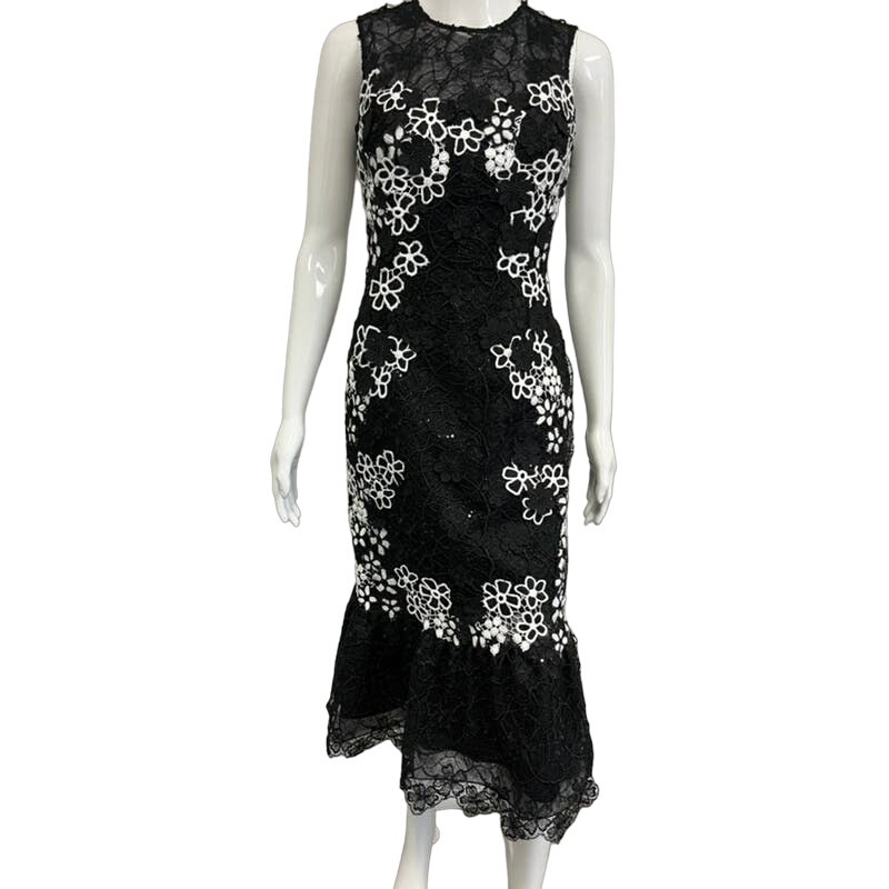 TERI JON BY RICKIE FREEMAN Black Floral Lace Embroidered Sleeveless Midi Dress 2