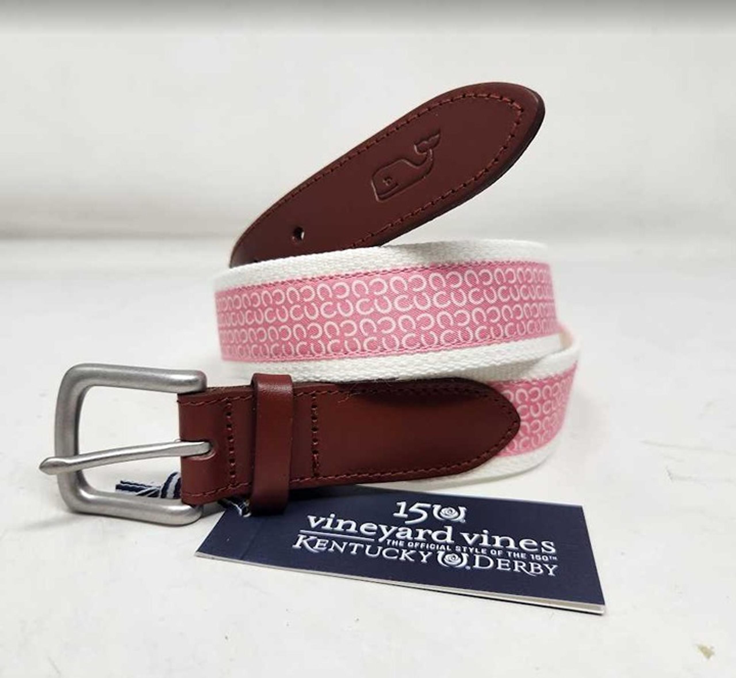 New men's 32 x Kentucky Derby horseshoe canvas club belt - vineyard vines