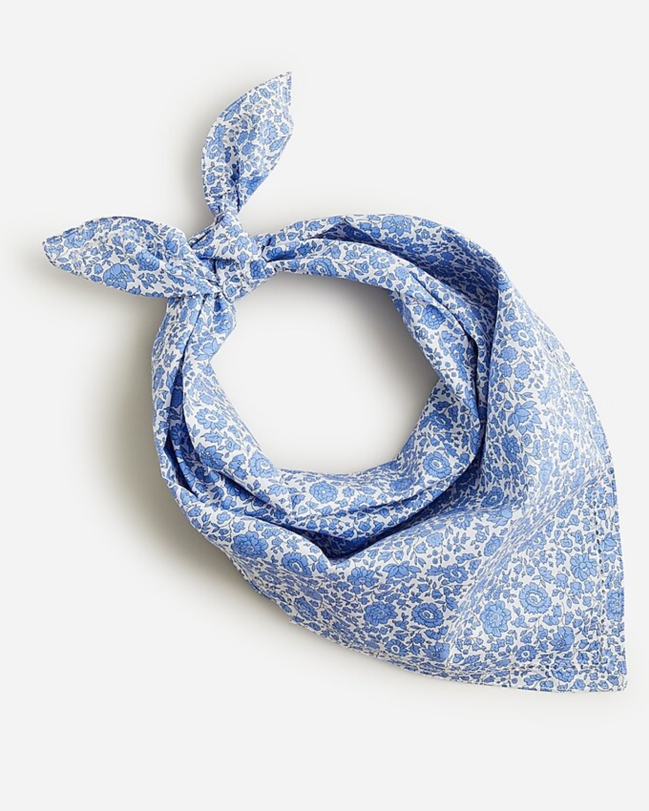J.Crew floral organic cotton square scarf, blue/ white
