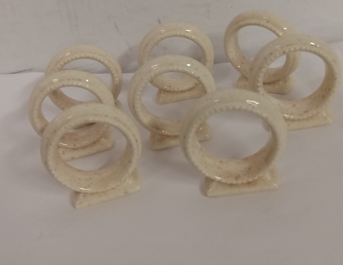 8 Vintage Napkin Rings Whole Wheat Porcelain 2 Mikasa Style