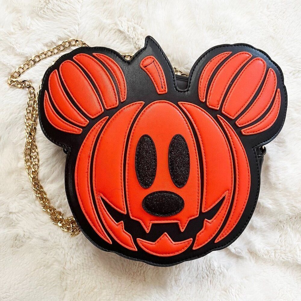 Disney X Skinnydip Mickey Mouse Halloween Jack-o-lantern Glitter Crossbody NWT