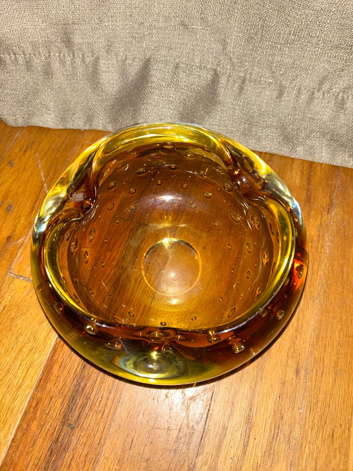 Vintage unique, rare, MCM, mid century modern Ashtray. Bubble Art Glass Ashtray.