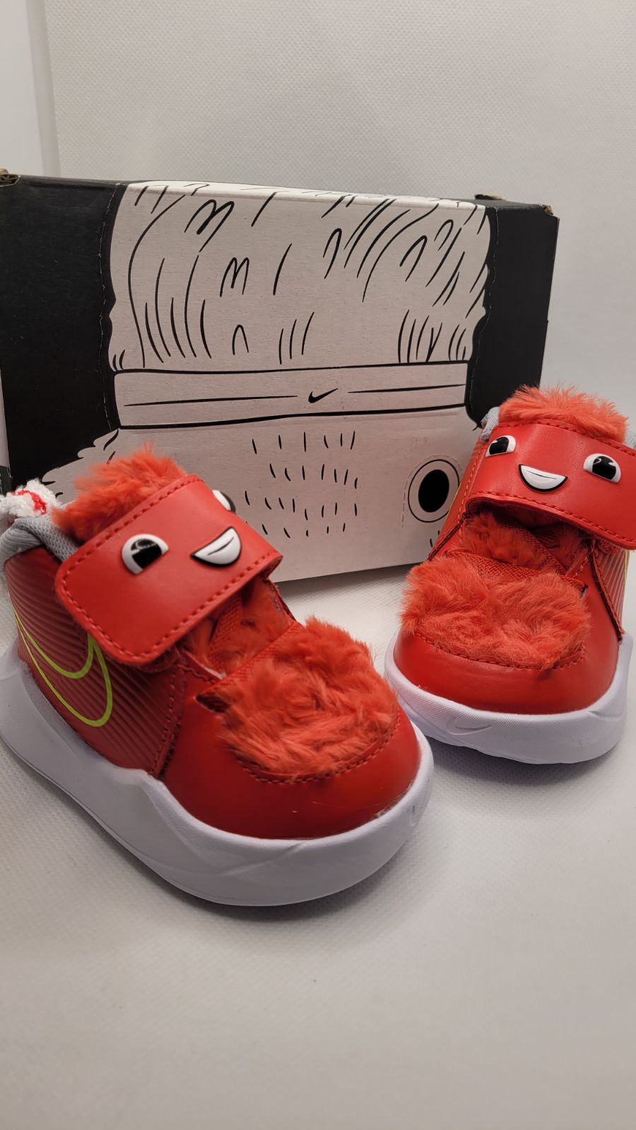 NIKE PICO 5 LIL MONSTER RED FURRY SHOES SNEAKERS