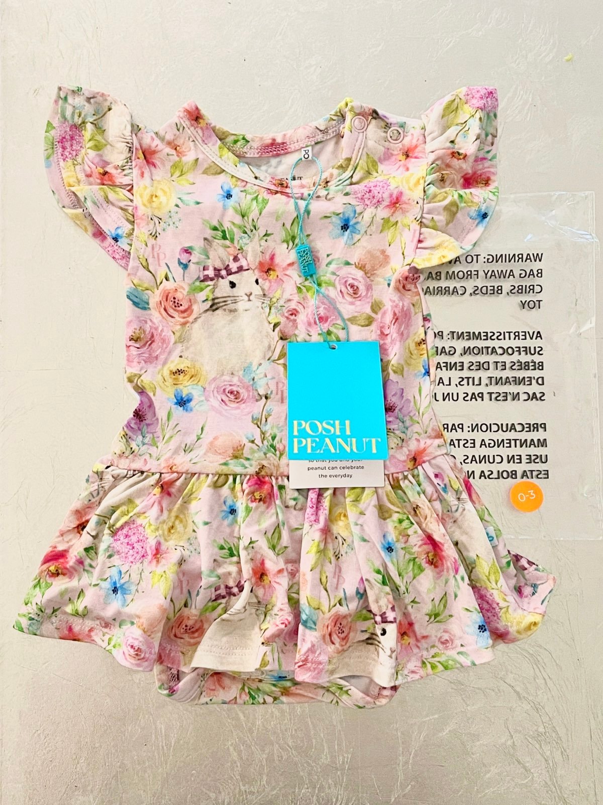 Posh Peanut Rose Twirl Bodysuit 0-3 Mo