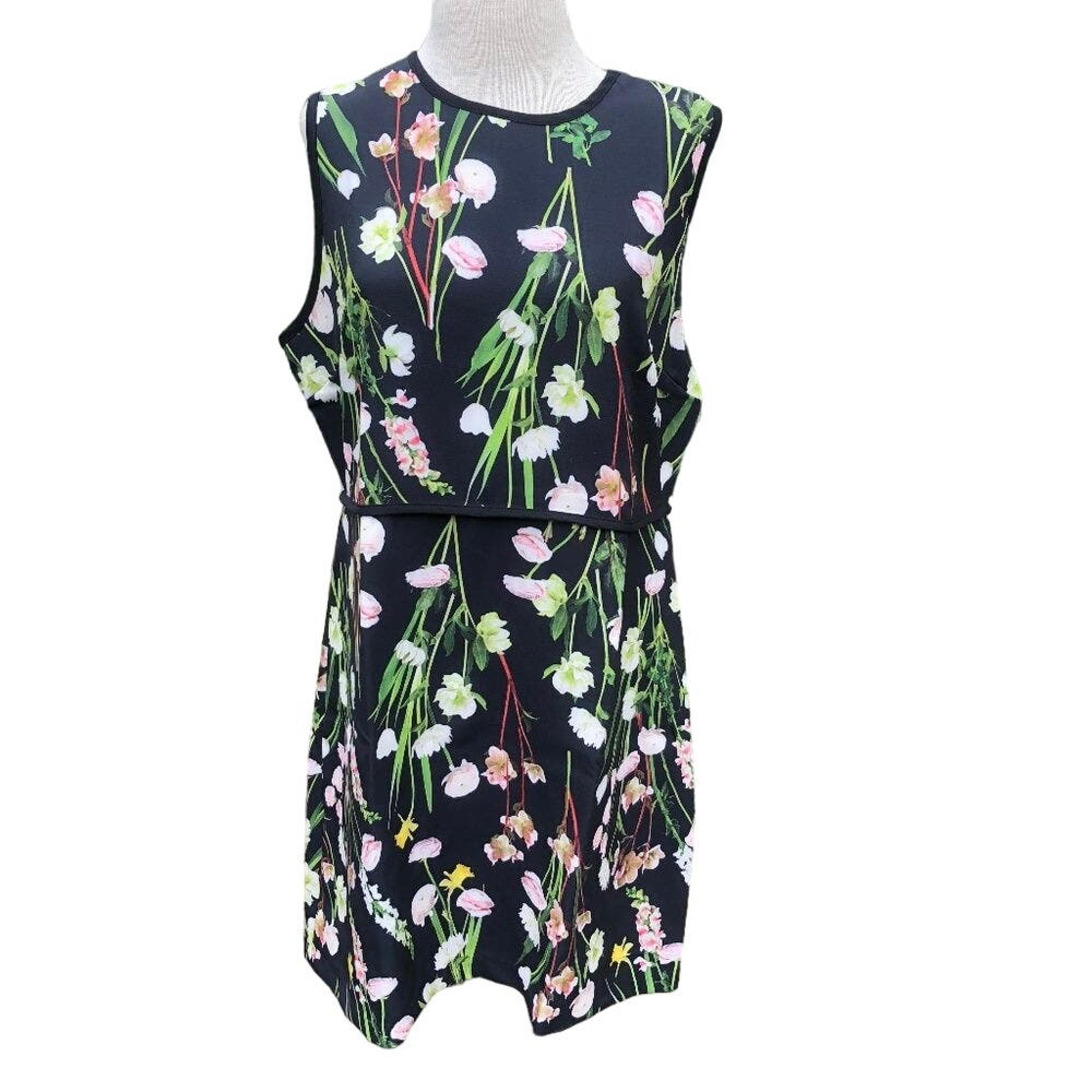 Victoria Beckham Black Flowered Dress New S
