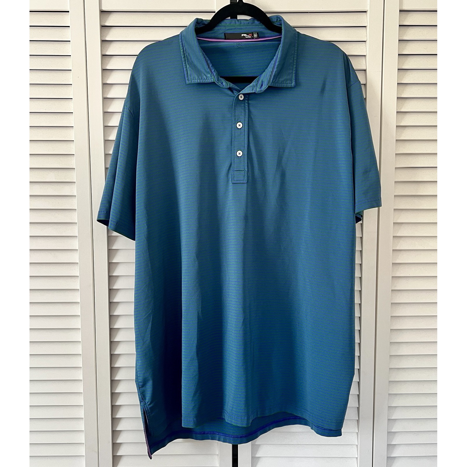 Ralph Lauren RLX Men's Performance Polo Shirt Green Blue XXL