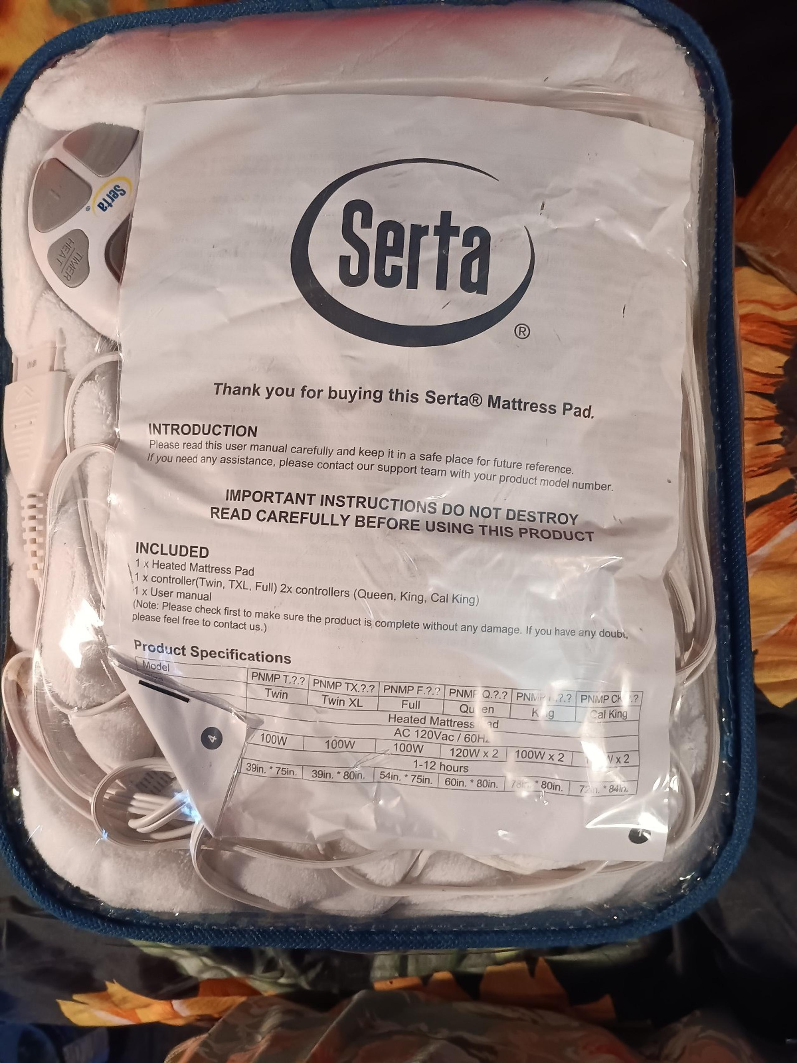 Serta king heated mattress pad