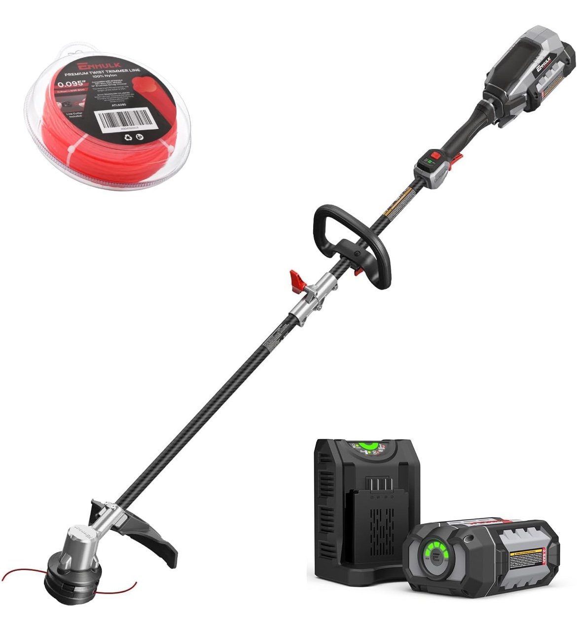 Cordless Weed Wacker, ENHULK 58V 16 String Trimmer - Carbon Fiber, 3-Speed Sett