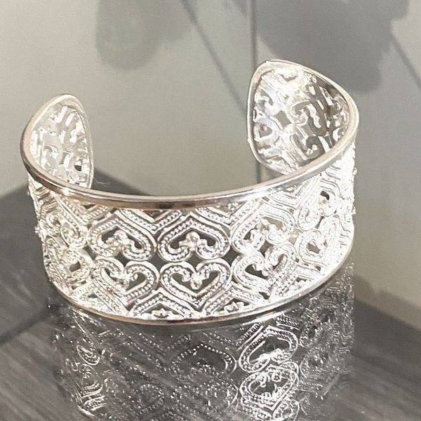 The Paris crystal accented heart cuff bangle Bracelet