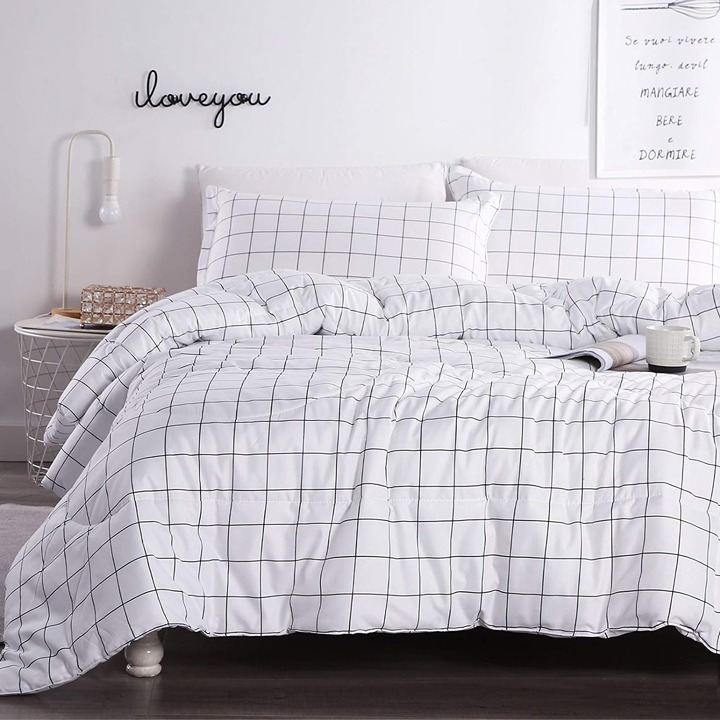 Comforter Set(1 Grid Comforter and 1 Pillowcase)-Twin