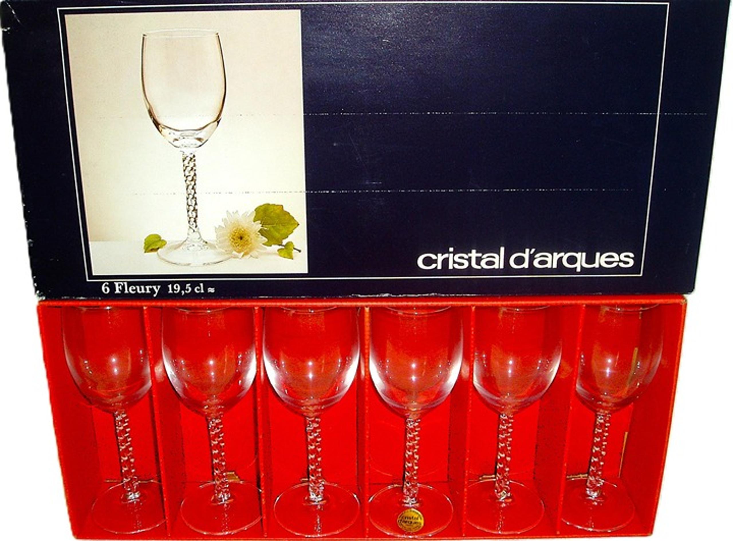 New in Box CRISTAL D'ARQUES SET OF 6 FLEURY WINE GLASSES JG DURAND Made France
