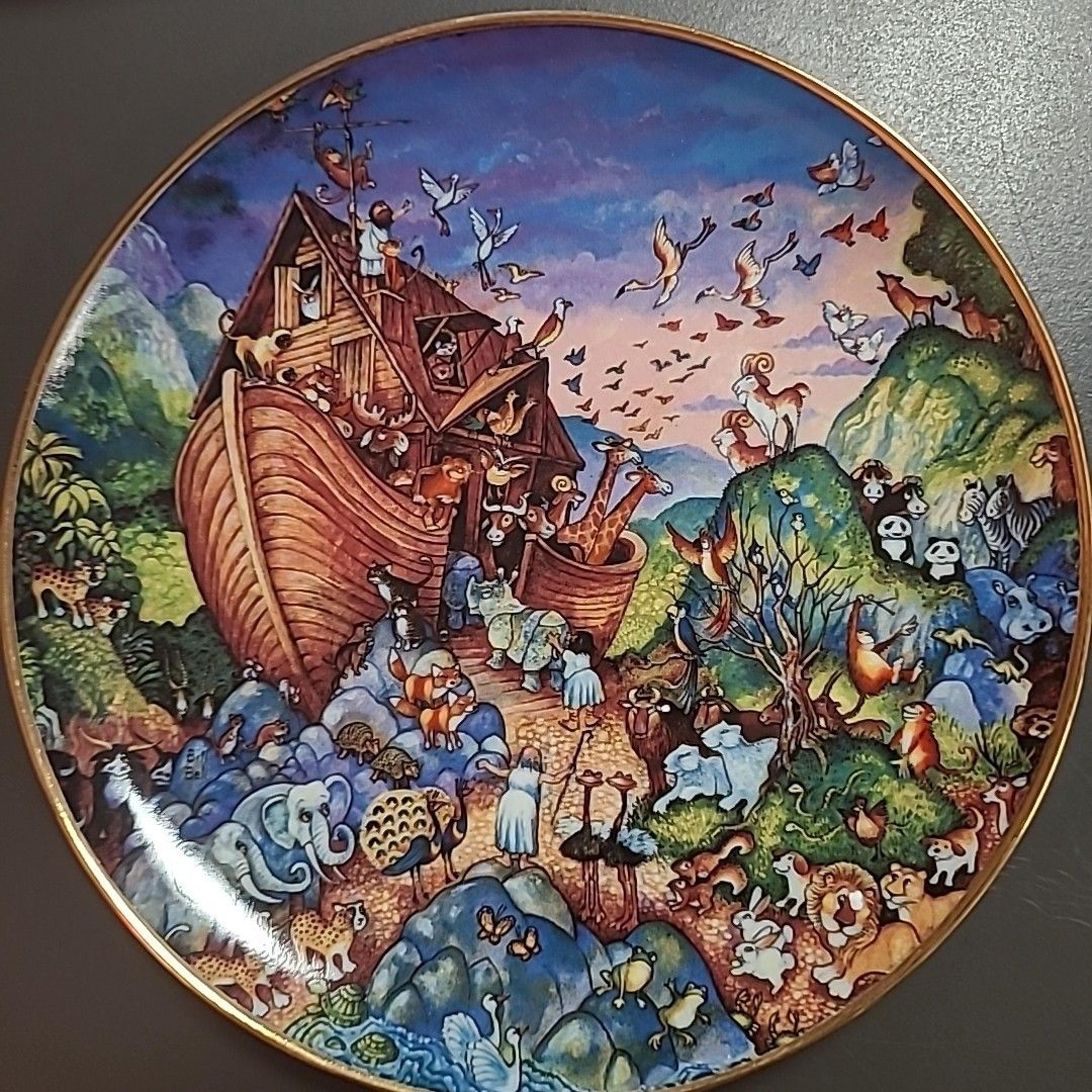 Noah's Ark Plate Before The Rain Bill Bell 8" JA5650 Limited Edition Porcelain