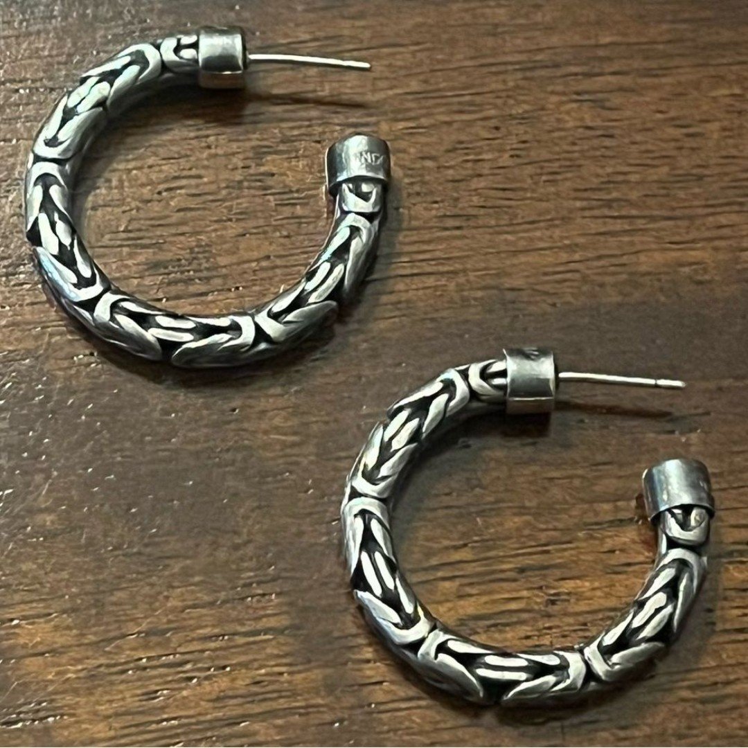 Suarti Bali Byzantine Celtic Knot Link Hoop Earrings Solid Sterling Silver