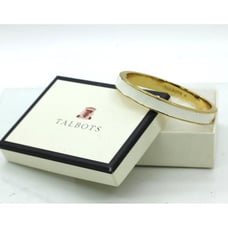 TALBOTS vintage in original box, white enamel clamper BRACELET gold tone EUC