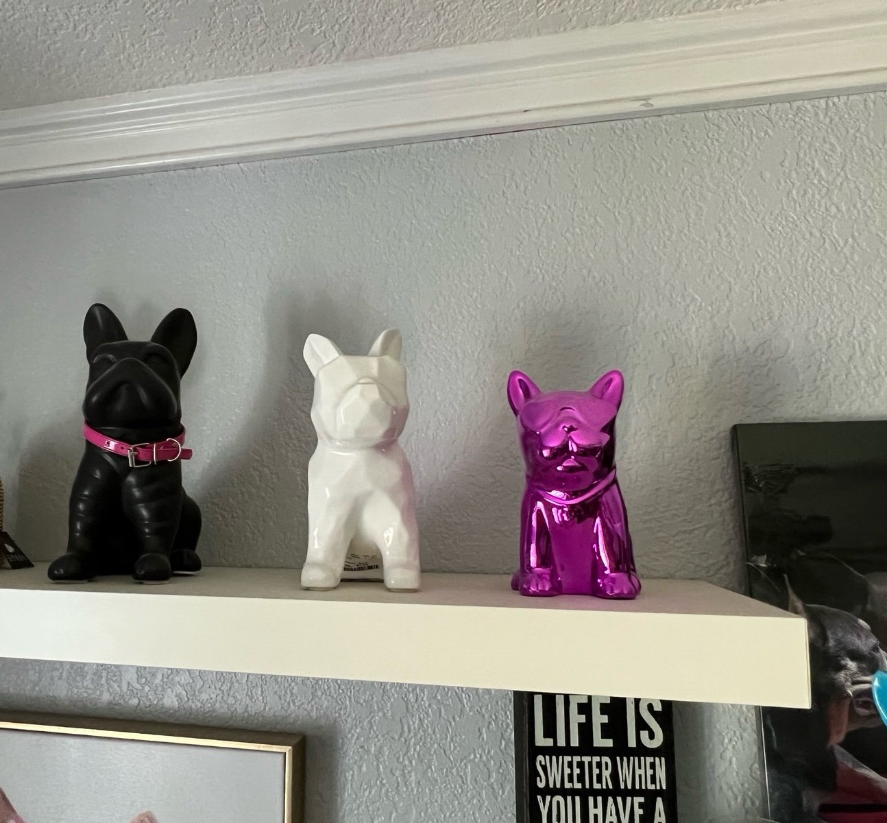 3 French Bulldog Statues