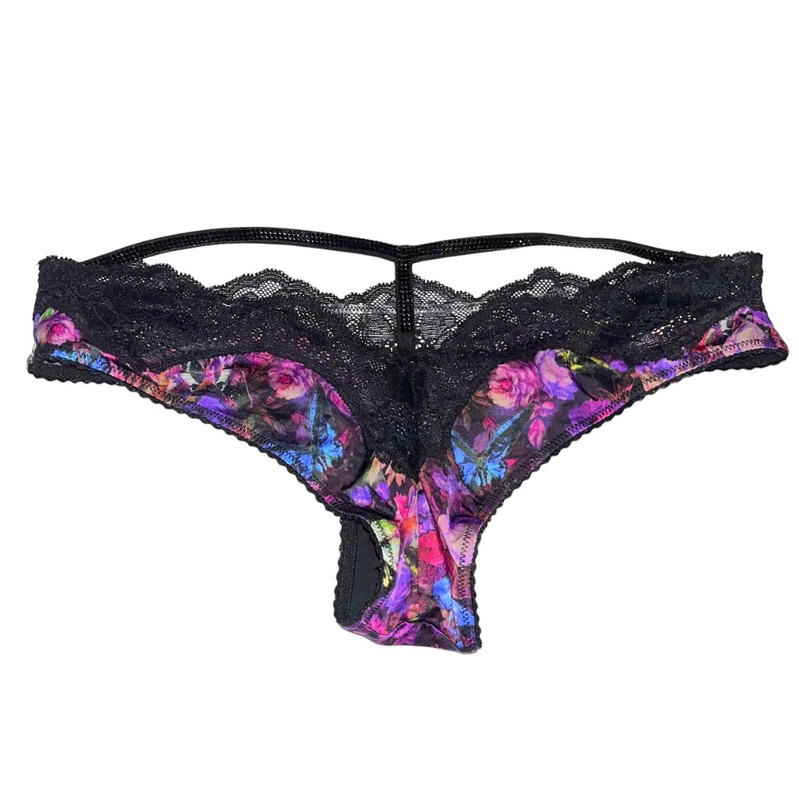 Victoria’s Secret Y-Back Shine Strap Brazilian Panty Moody Floral Size XS