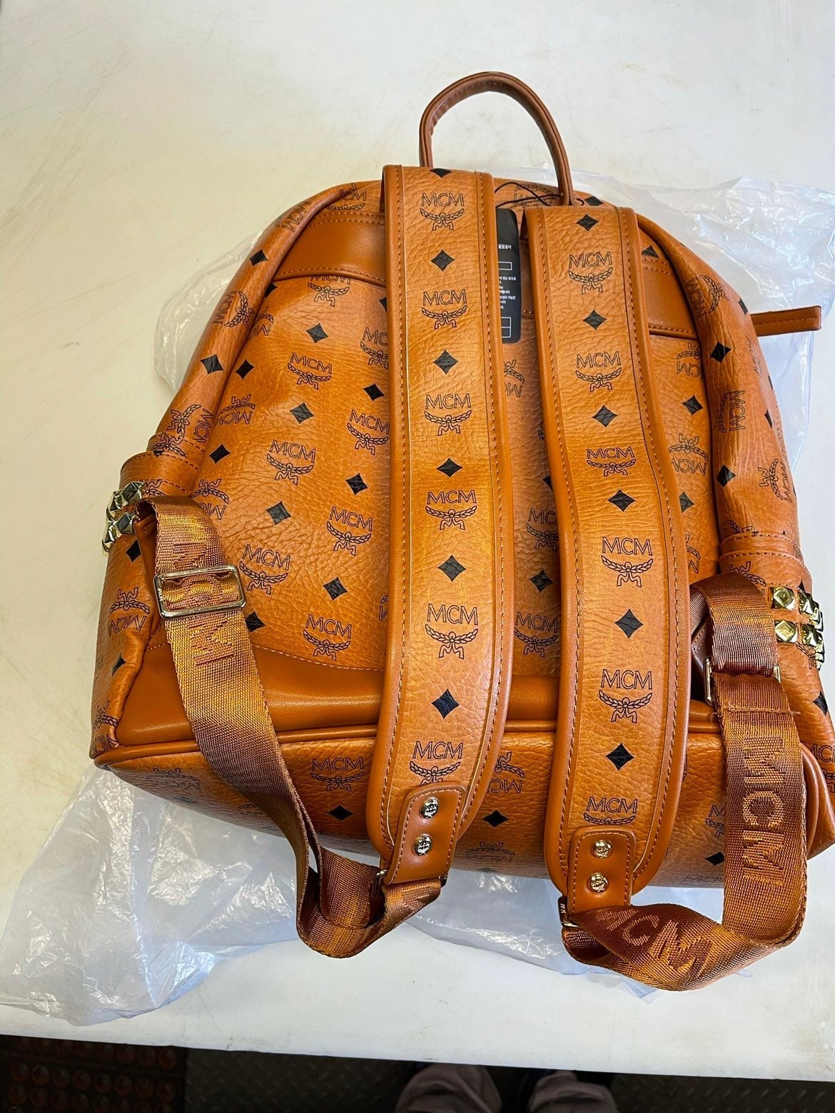 New with Tags MCM shops Backpacks Cognac With Studs