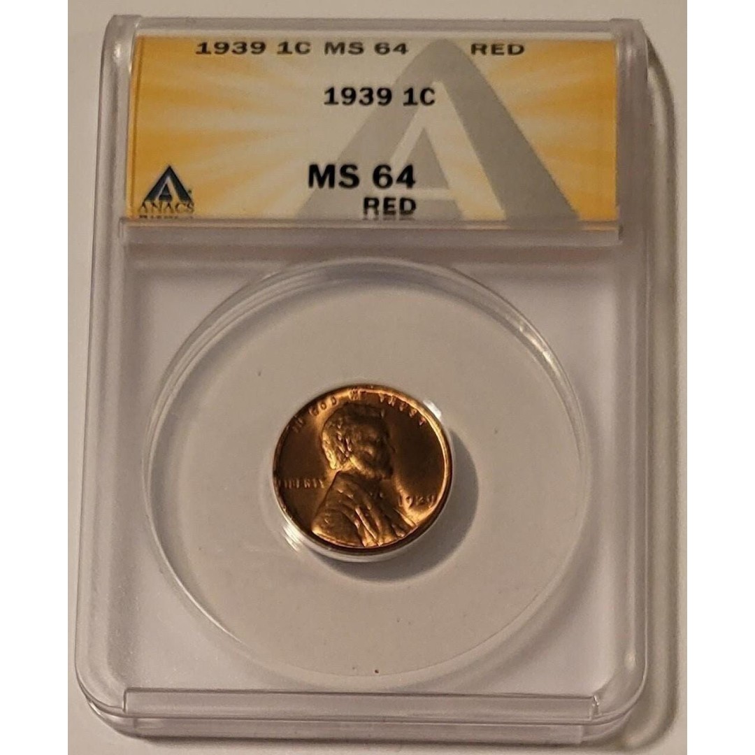 1939 Lincoln Wheat Cent MS64 RED ANACS