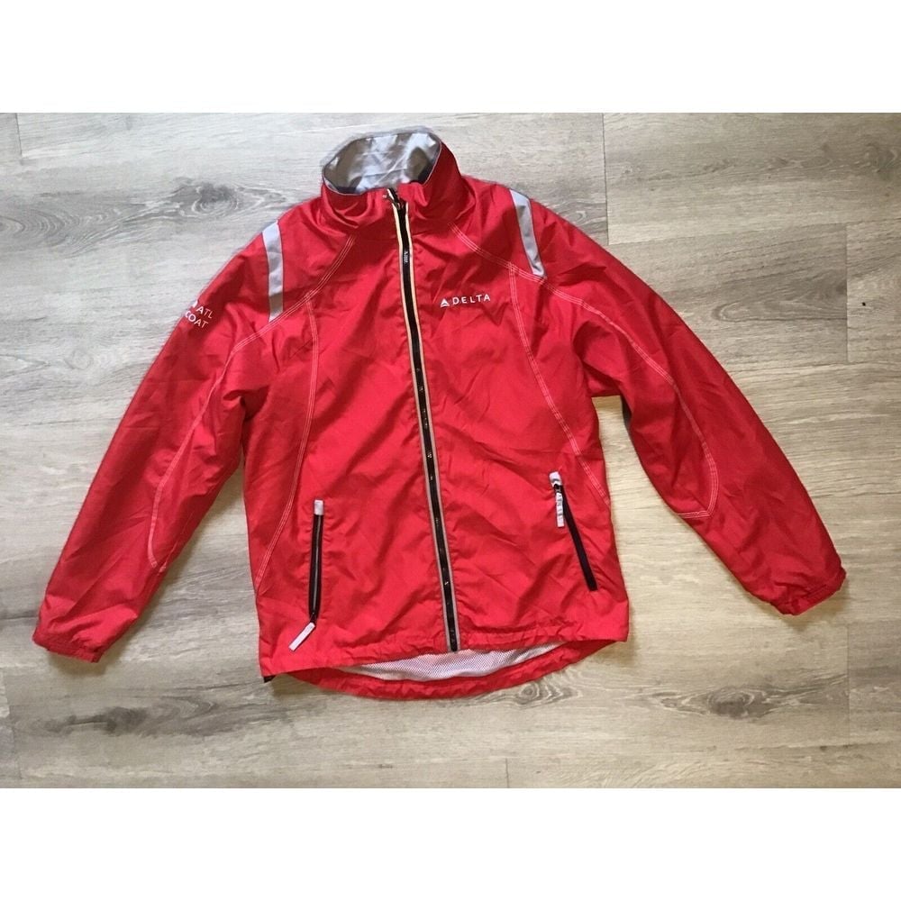 Delta Airlines Women's Red Medium Windbreaker Team Atlanta Red Coat