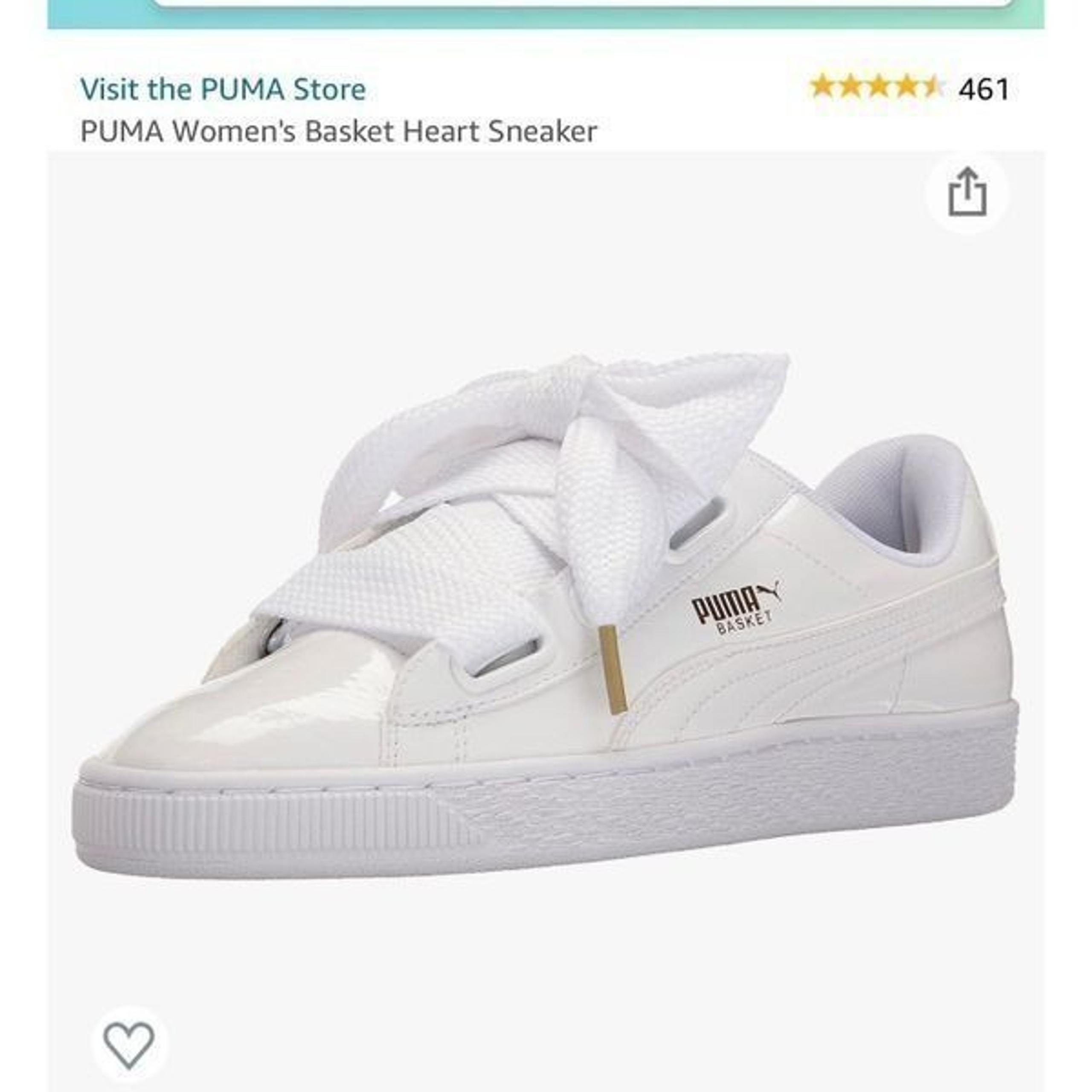 Puma Basket Heart Night Sky white sparkle satin laces sneakers size 8.5  8 1/2