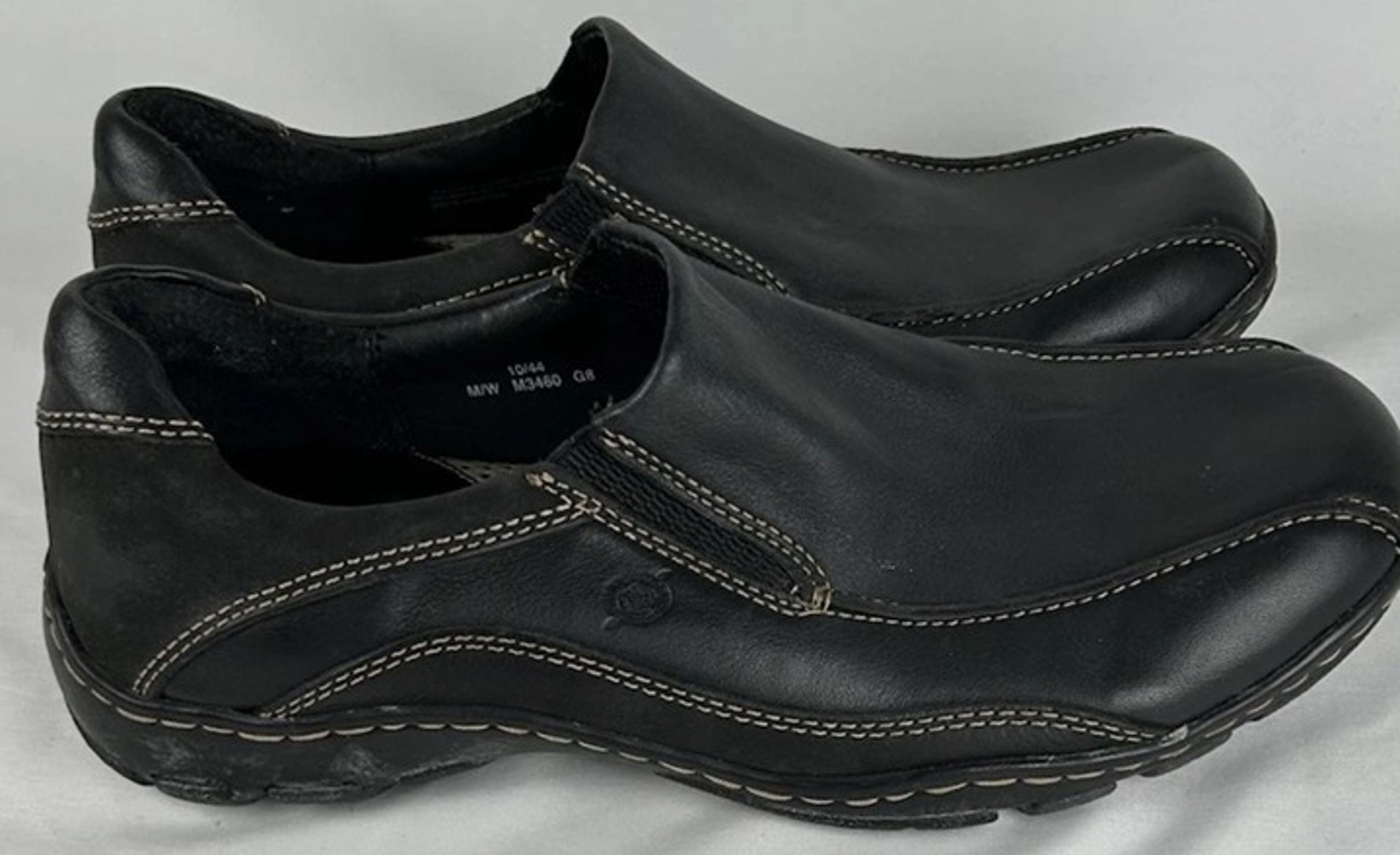 Born Black Leather Slip On Driving Loafers Shoes Mens 10 EUR 44 Comfort