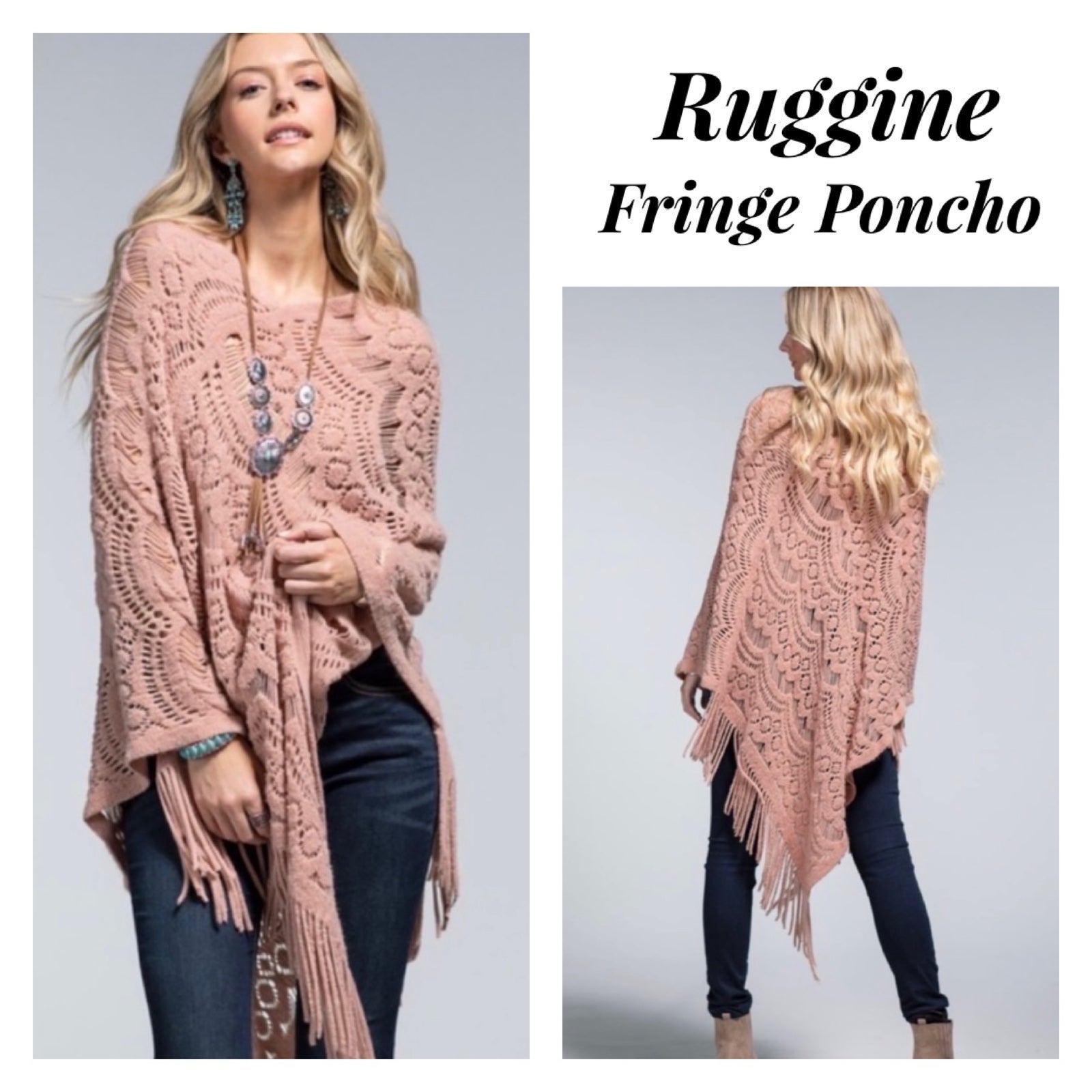 NEW Ruggine Boho Fringe V-neck Poncho