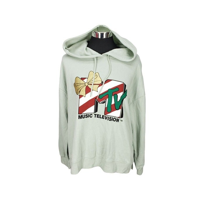 Viacom MTV Mint Green Music Television Christmas Size XL Hoodie