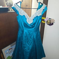 Vintage 80's aqua satin party dress