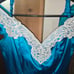 Vintage 80's aqua satin party dress