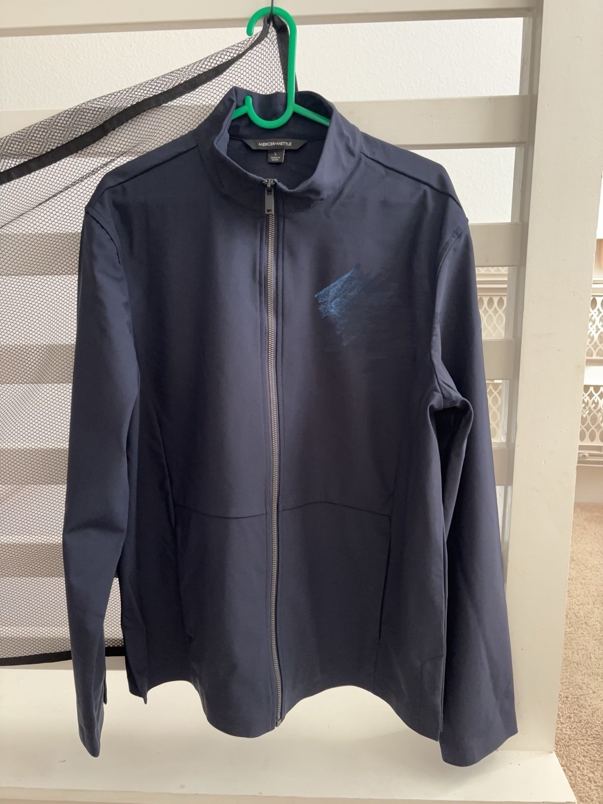 New Mercer + Mettle Men's Size L Navy Blue Long Sleeve Zipper Up Jacket Fleece C